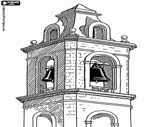 desenho de Campanário da uma igreja para colorir