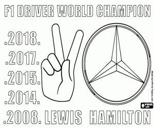 desenho de Campeão de F1 2018, Lewis Hamilton para colorir