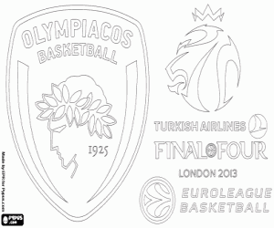 desenho de Campeão Euroliga 2013, o Olympiacos para colorir