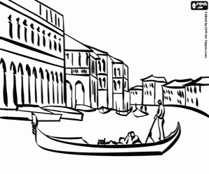 desenho de Canais e gôndolas de Veneza para colorir