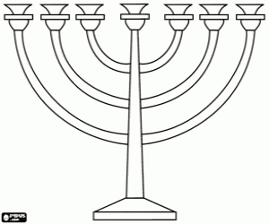 desenho de Candelabro judaico de sete braços para colorir