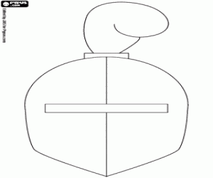 desenho de Capacete medieval com penas para colorir