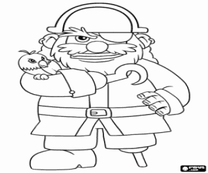 desenho de O capitão pirata com o papagaio para colorir