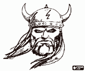 desenho de Cara de um viking com capacete para colorir
