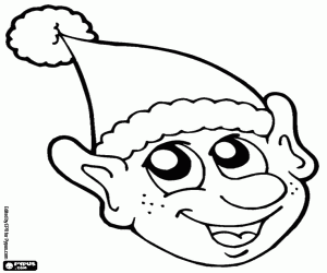 desenho de Cara engraçada de um elfo de Natal para colorir