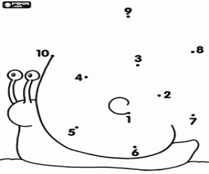 desenho de Um caracol para desenhar ponto a ponto para colorir