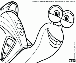 desenho de O caracol número 5 é Turbo para colorir