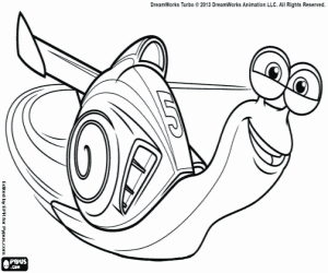 desenho de O caracol mais rápido, Turbo para colorir