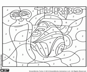 desenho de O caracol Turbo, cor pelo número para colorir