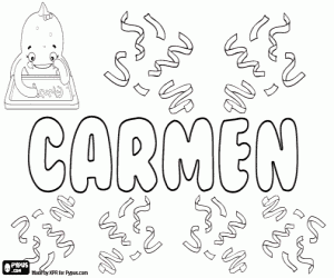 desenho de Carmen, nome feminino para colorir