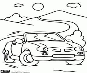 desenho de Carro conversível na estrada para colorir
