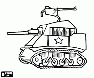 desenho de Carro de combate o tanque de guerra para colorir