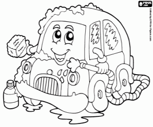 desenho de Um carro em um lava-rápido para colorir
