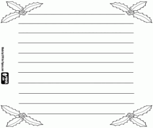 desenho de Carta com azevinho para o Natal para colorir