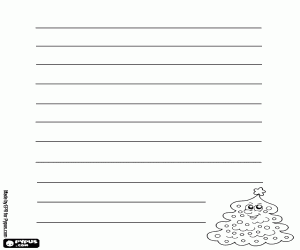 desenho de Carta de desejos com árvore de Natal para colorir