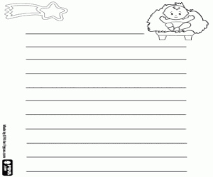 desenho de Carta de Natal com menino Jesus para colorir