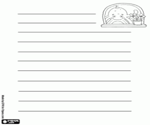 desenho de Carta de Natal com Pypus e flor para colorir