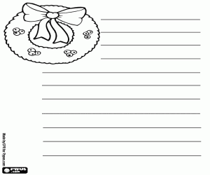 desenho de Uma carta com uma guirlanda natalina para colorir