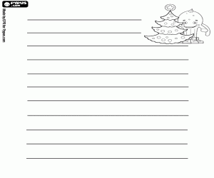 desenho de Carta com Pypus e árvore de Natal para colorir