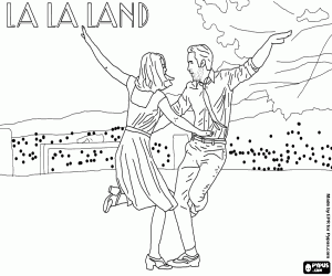 desenho de Cartaz com o logotipo de La La Land para colorir