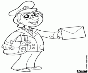 desenho de Carteira, uma mulher carteiro para colorir