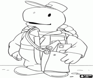 desenho de O carteiro, a tartaruga George para colorir