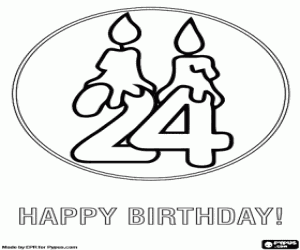 desenho de Cartão de 24 anos com duas velas para colorir