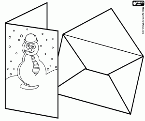 desenho de Um cartão de Natal pelo correio para colorir