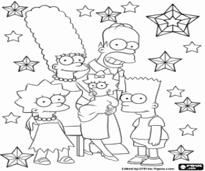 desenho de Cartão de Natal com os Simpsons para colorir