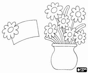 desenho de Cartão com flores para a mãe para colorir