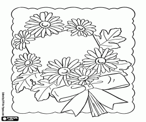 desenho de Cartão com flores, presente para mãe para colorir