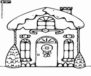 desenho de Uma casa com decorações de Natal para colorir