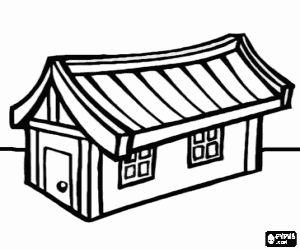 desenho de Casa estilo oriental para colorir