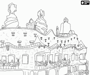 desenho de Casa Milà de Gaudi, Barcelona para colorir