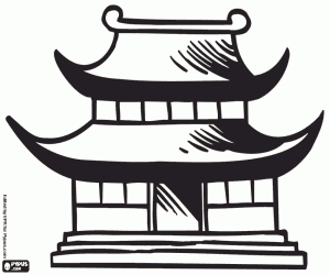 desenho de Casa tradicional do Japão para colorir