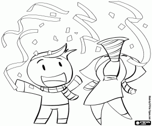 desenho de Casal e a festa de ano novo para colorir