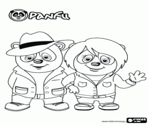 desenho de Um casal de pandas do Panfu para colorir