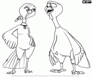 desenho de Um casal de perus Jenny e Reggie para colorir