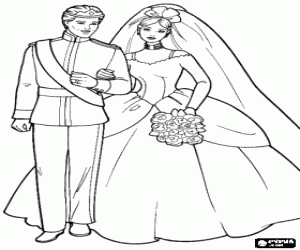 desenho de O casamento de Barbie e Ken para colorir