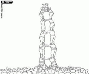 desenho de Castell, uma torre humana para colorir