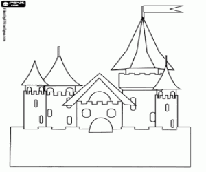 desenho de Castelo com uma grande muralha para colorir