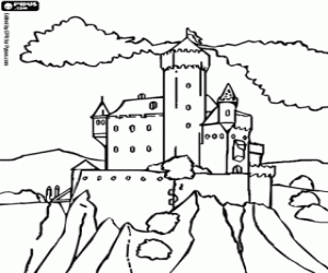 desenho de Um castelo de conto de fadas para colorir