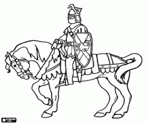 desenho de Cavaleiro a cavalo para colorir