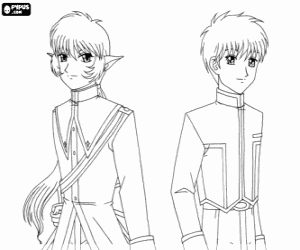 desenho de O cavaleiro azul e Masaya Aoyama para colorir