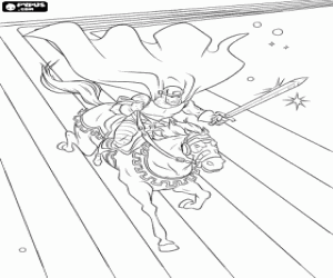 desenho de O cavaleiro, o personagem de Thor para colorir
