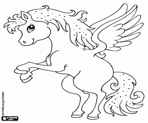 desenho de Um cavalo alado, um animal fantástico para colorir
