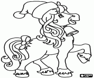 desenho de Um cavalo no Natal para colorir