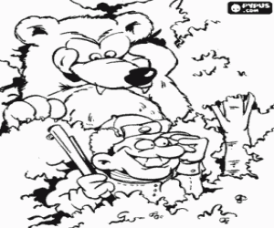desenho de O caçador e o urso para colorir