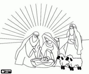 desenho de Cena da Natividade de Jesus para colorir
