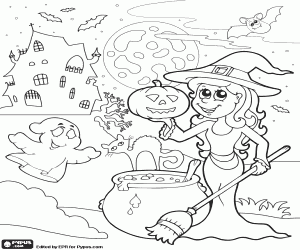 desenho de Cena da noite de Halloween para colorir